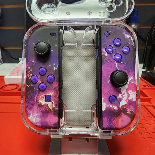 Custom Nintendo Switch Joy-Cons - Patterned Purple Surreal Lava