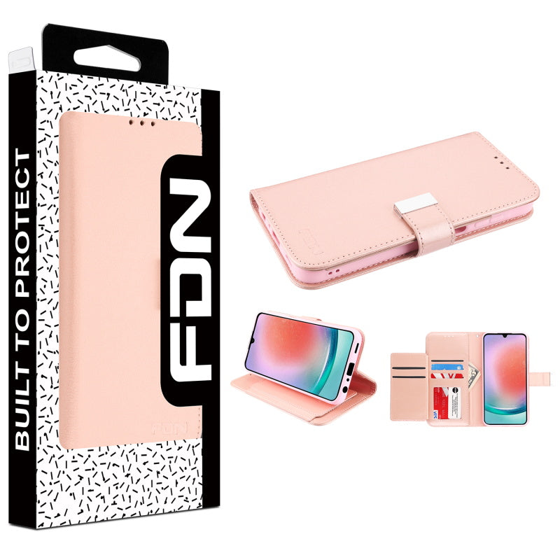 FDN Wallet Folio Case for Samsung Galaxy A15 5G - Rose Gold
